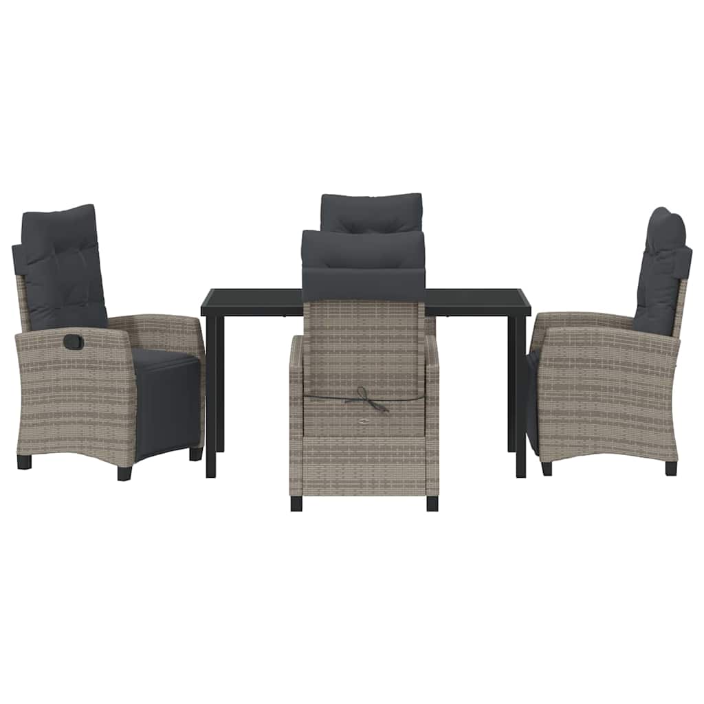 Garden Dining Set with Cushion 5 pcs Grey Poly Rattan