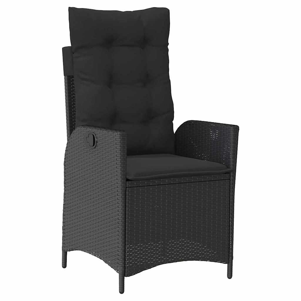 Garden Dining Set with Cushion 9 pcs Black Poly Rattan
