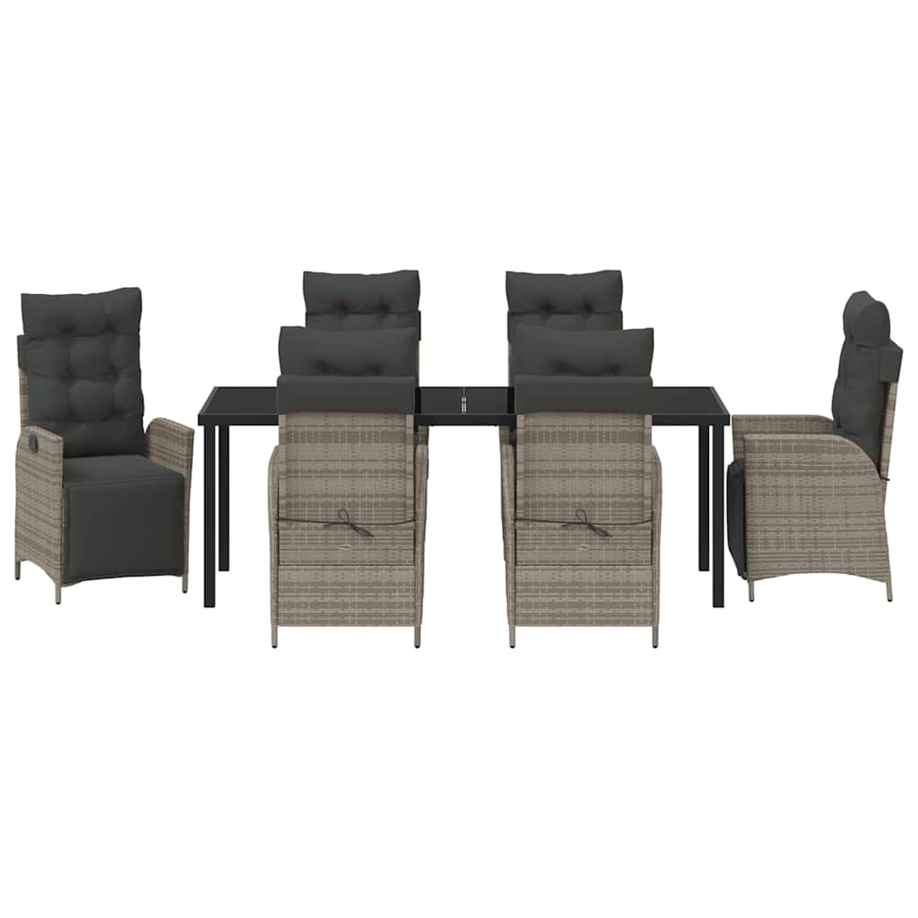 Garden Dining Set with Cushion 7 pcs Grey Poly Rattan