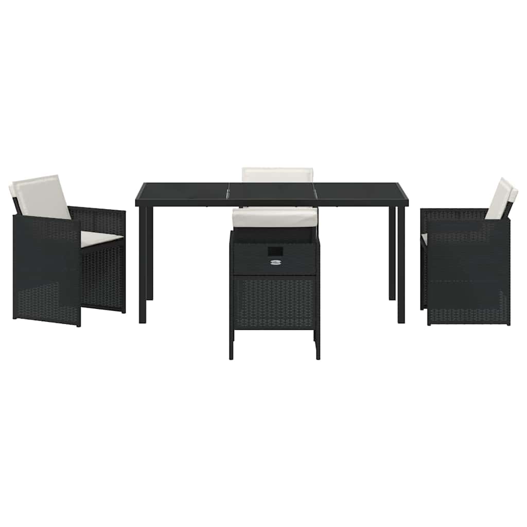 Garden Dining Set 5 pcs Black Poly Rattan