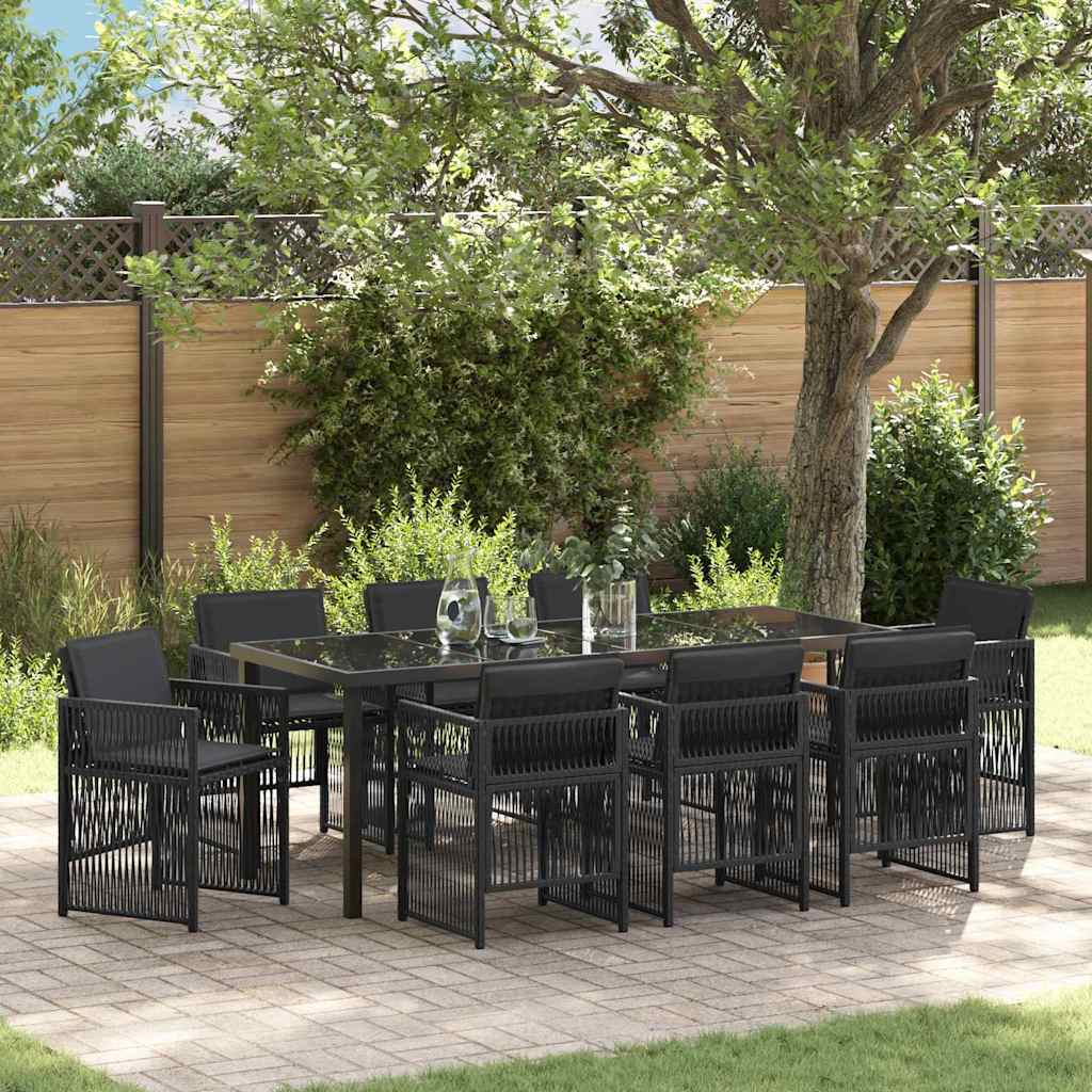 Garden Dining Set 9 pcs Black Powder-Coated Steel