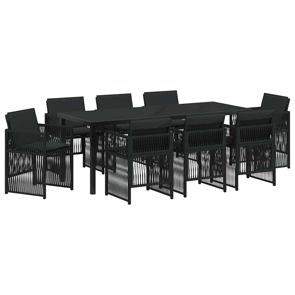 Garden Dining Set 9 pcs Black Powder-Coated Steel