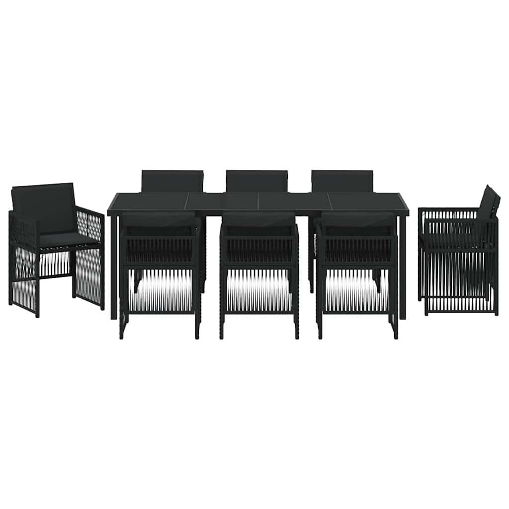 Garden Dining Set 9 pcs Black Powder-Coated Steel