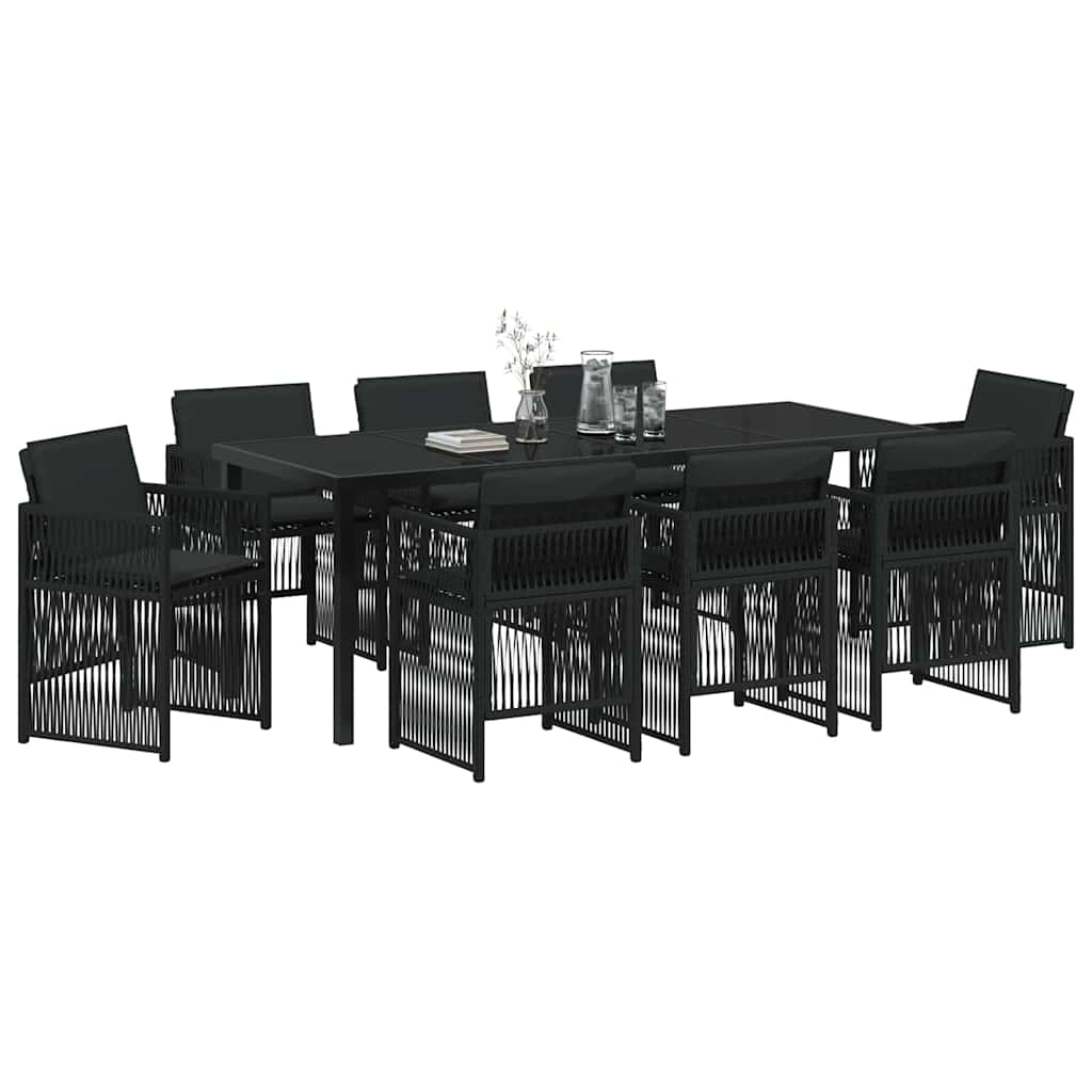 Garden Dining Set 9 pcs Black Powder-Coated Steel