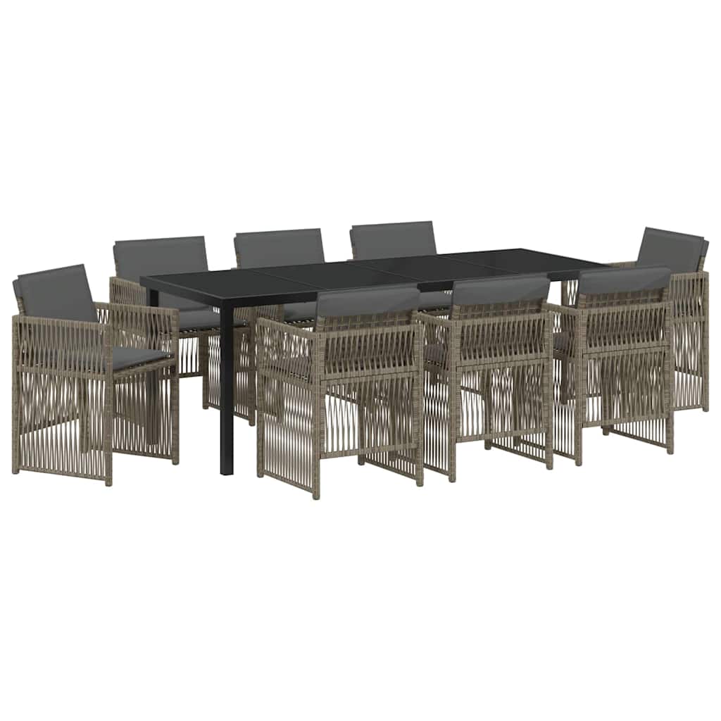 Garden Dining Set 9 pcs Grey Powder-Coated Steel