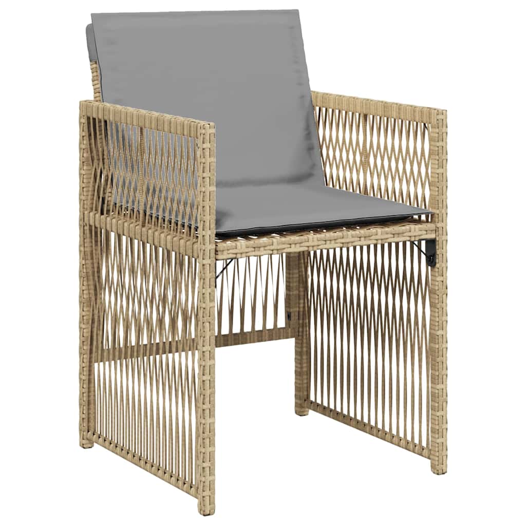 Garden Dining Set 9 pcs Beige Powder-Coated Steel