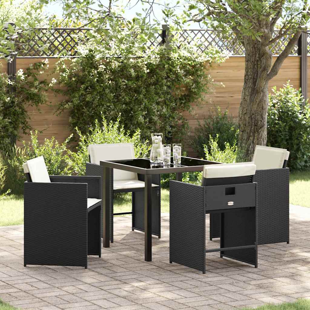 Garden Dining Set 5 pcs Black Poly Rattan