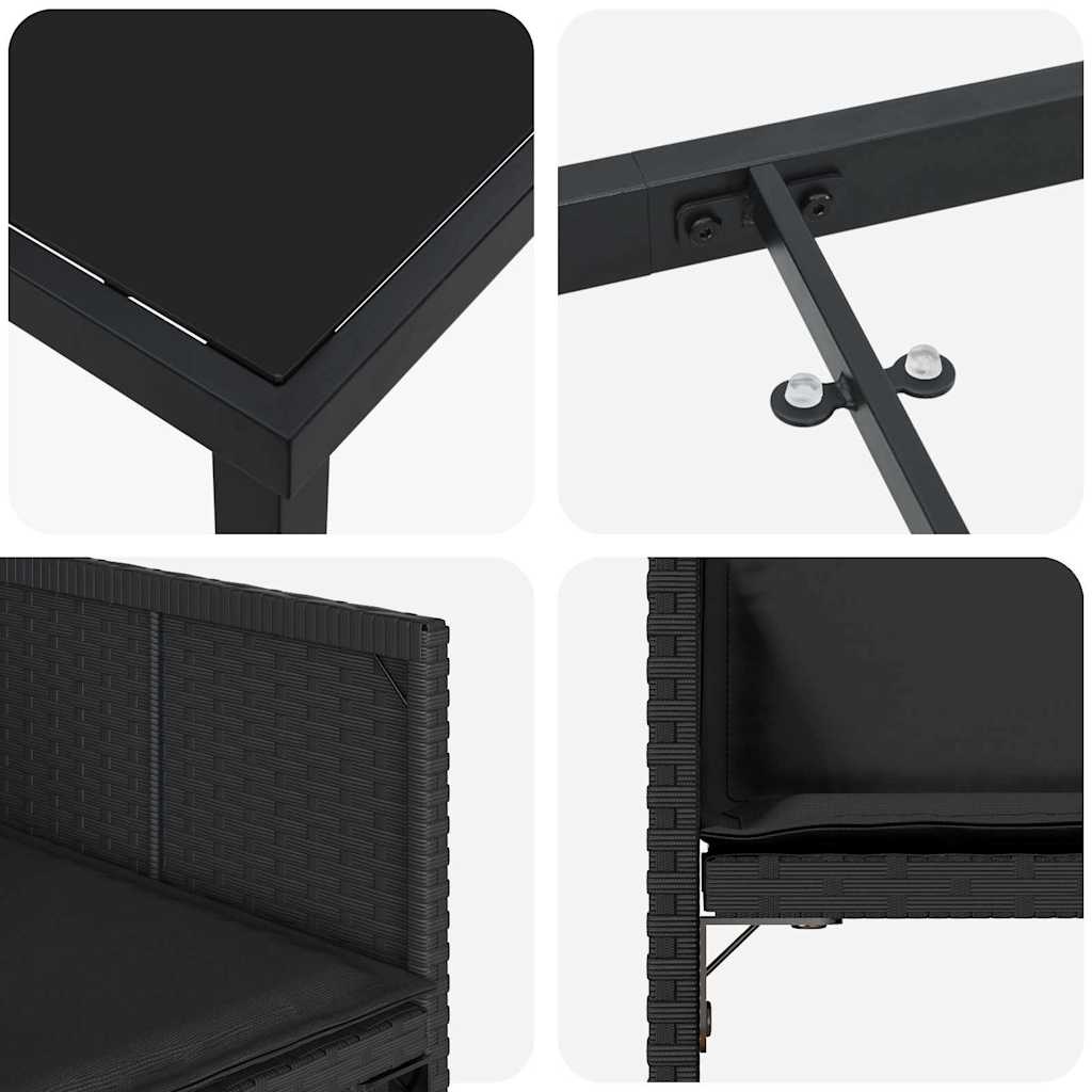 Garden Dining Set 5 pcs Black Poly Rattan