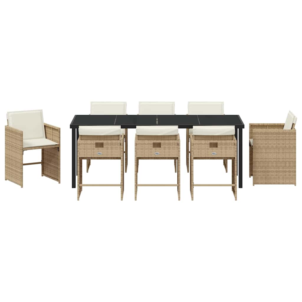 Garden Dining Set 9 pcs Beige Poly Rattan