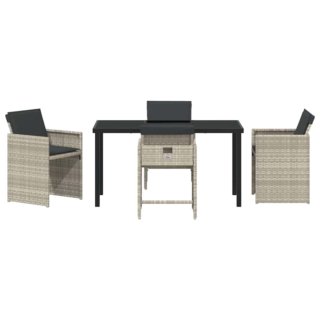 Garden Dining Set 5 pcs Light Grey Poly Rattan
