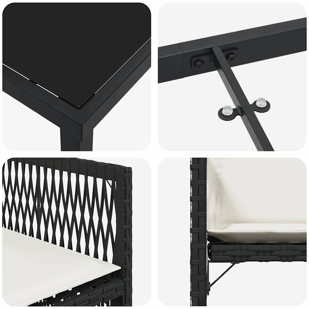 Garden Dining Set 9 pcs Black Poly Rattan
