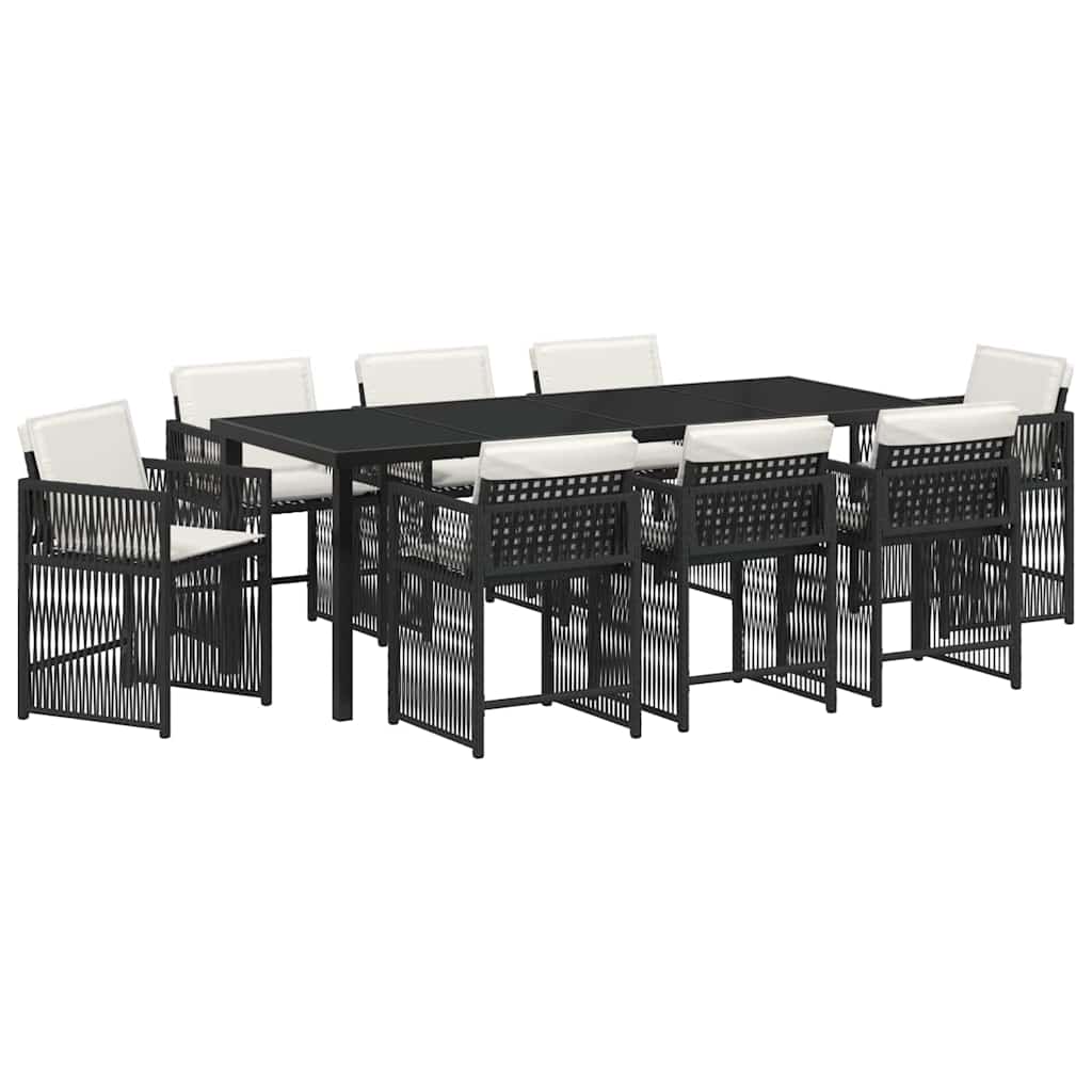 Garden Dining Set 9 pcs Black Poly Rattan