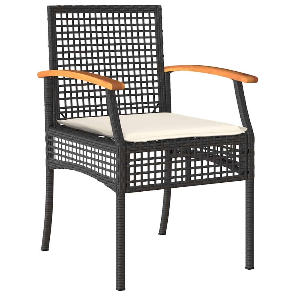 Garden Dining Set with Cushion 5 pcs Black Rattan