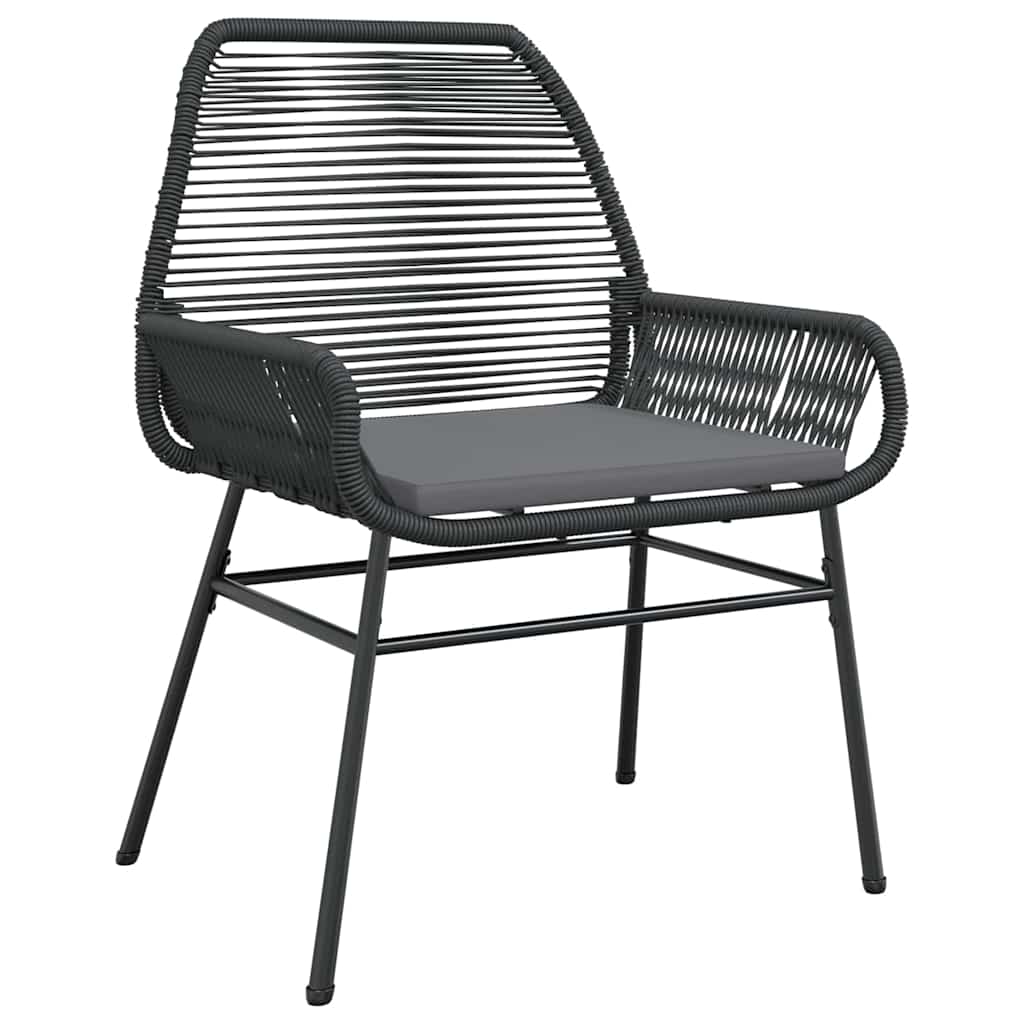 Garden Dining Set with Cushion 7 pcs Black Poly Rattan