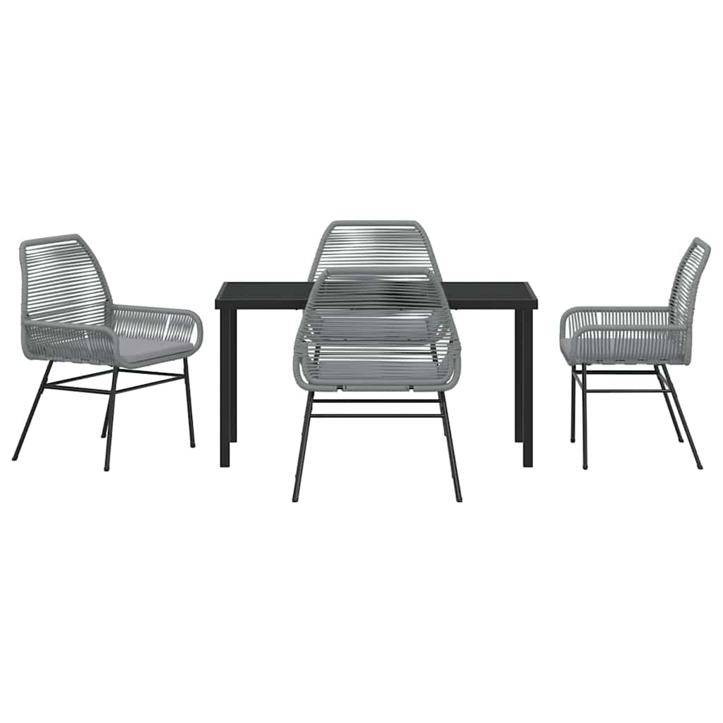 Garden Dining Set with Cushion 5 pcs Grey Poly Rattan