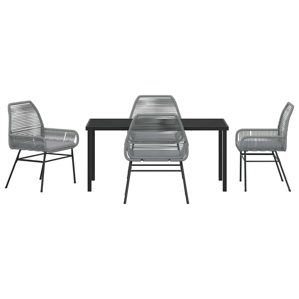 Garden Dining Set with Cushion 5 pcs Grey Poly Rattan