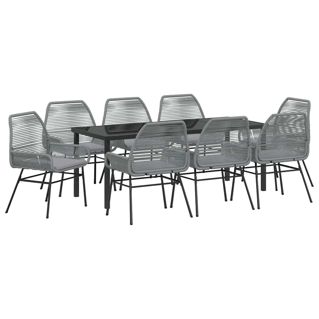 Garden Dining Set 9 pcs Grey Poly Rattan