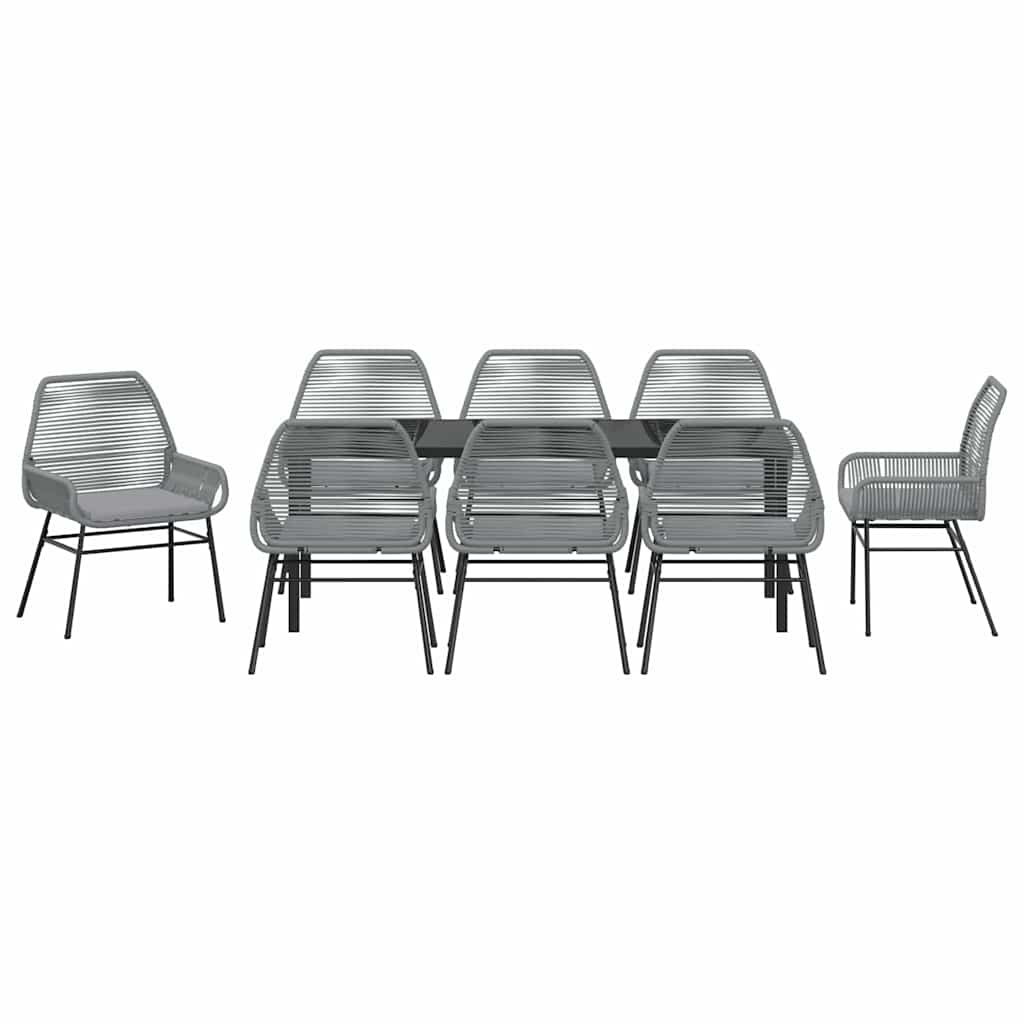 Garden Dining Set 9 pcs Grey Poly Rattan