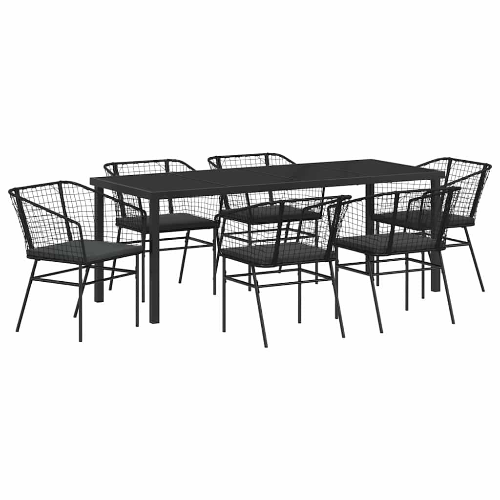 Garden Dining Set 7 pcs Black Poly Rattan