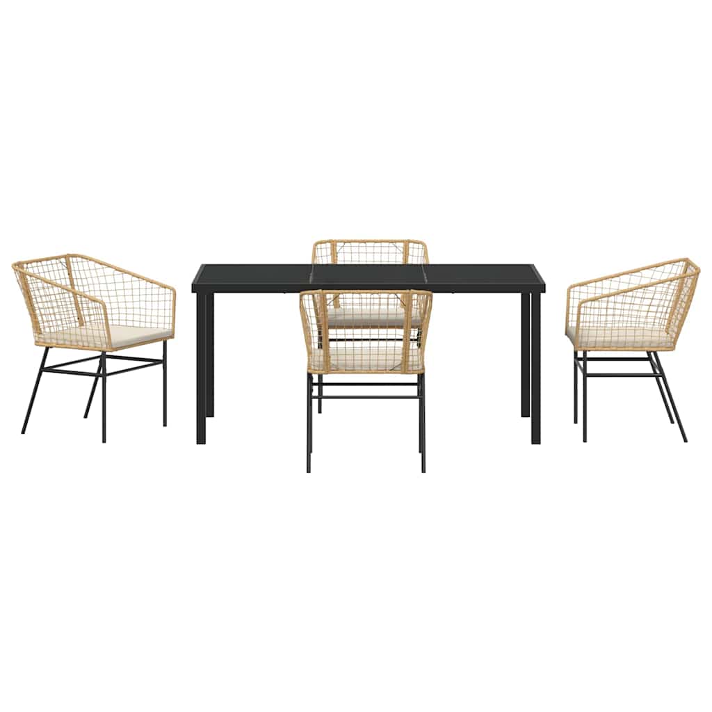 Garden Dining Set 5 pcs Brown Poly Rattan