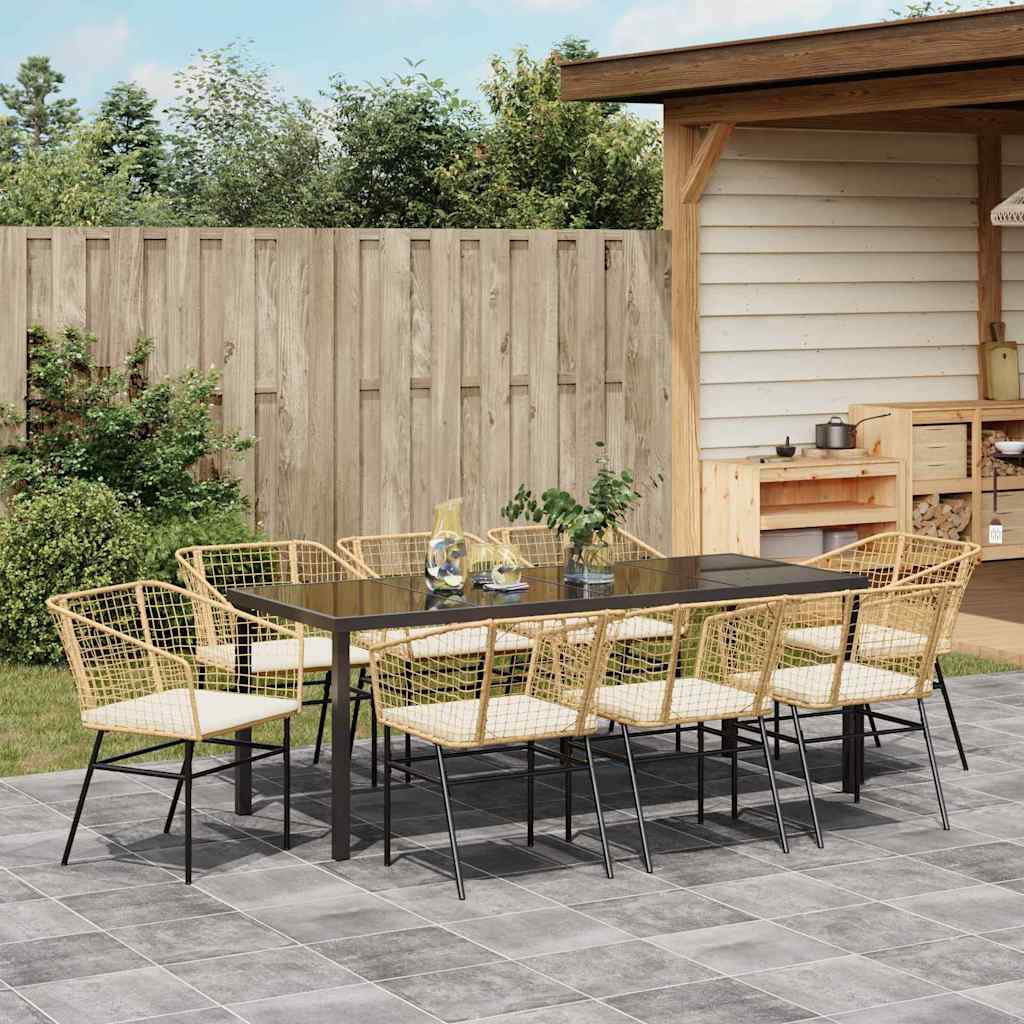 Garden Dining Set 9 pcs Brown Poly Rattan