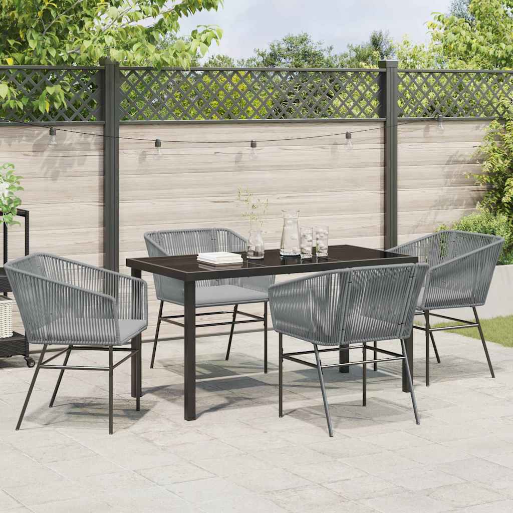 Garden Dining Set with Cushion 5 pcs Grey Powder-Coated Steel