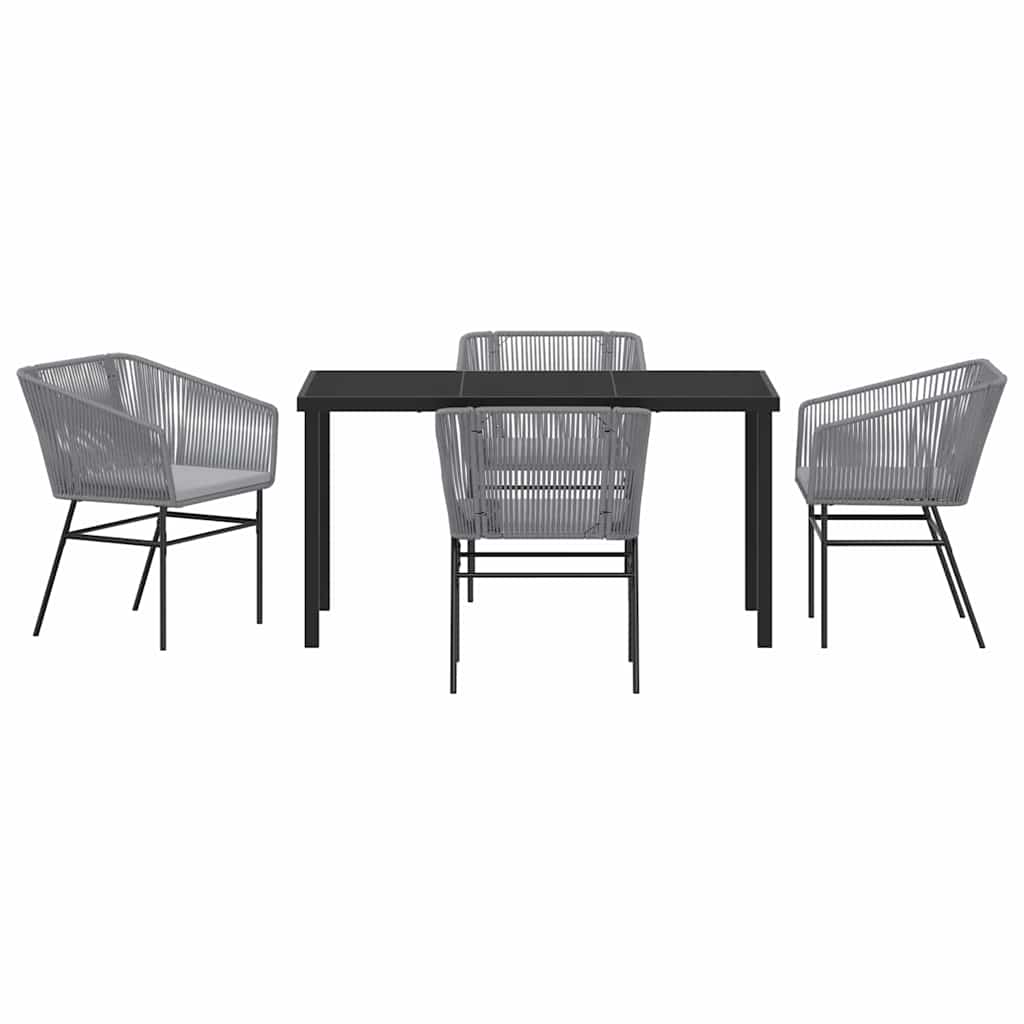 Garden Dining Set with Cushion 5 pcs Grey Powder-Coated Steel