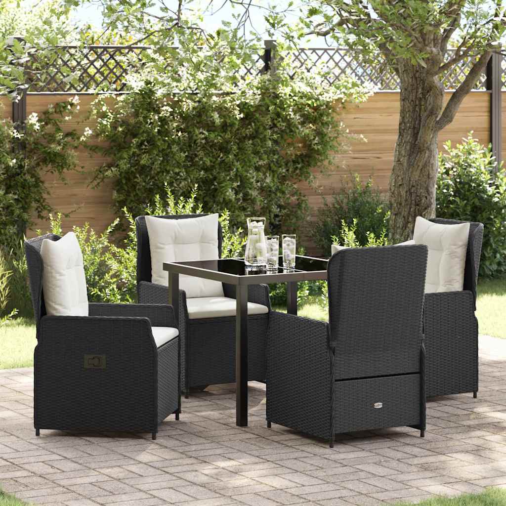 Garden Dining Set 5 pcs Black Poly Rattan