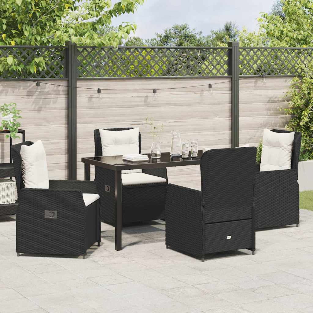 Garden Dining Set 5 pcs Black Poly Rattan