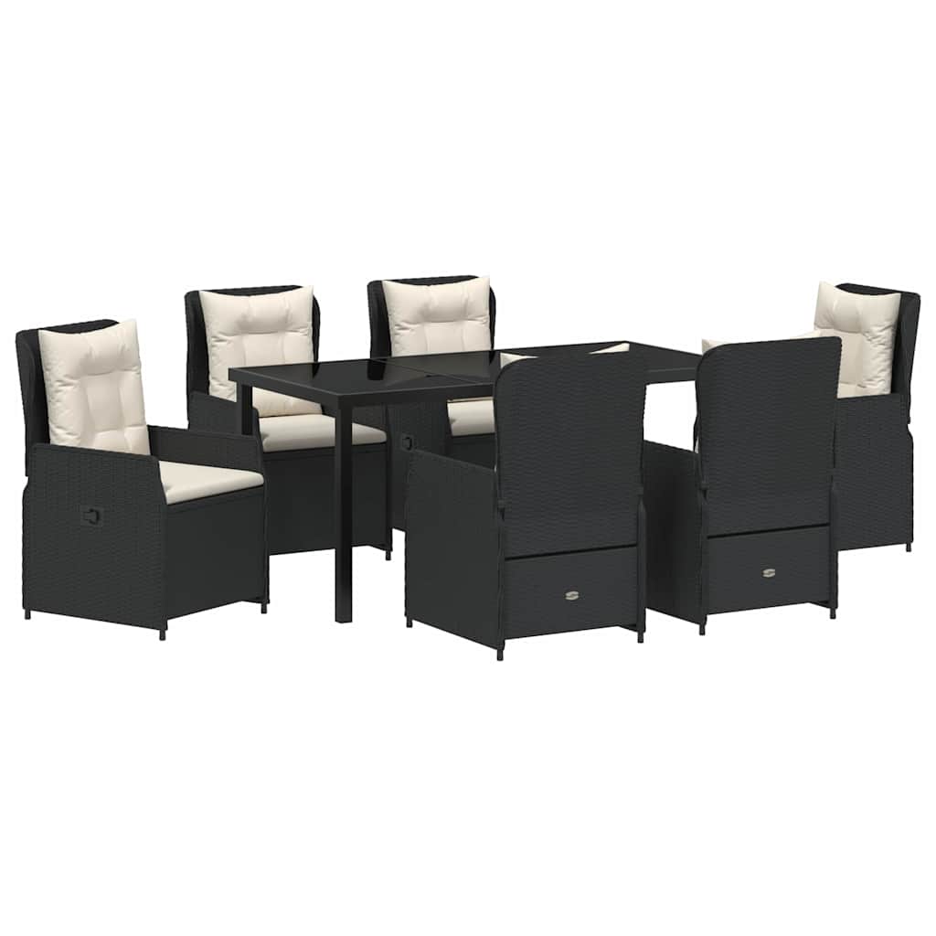 Garden Dining Set 7 pcs Black Poly Rattan