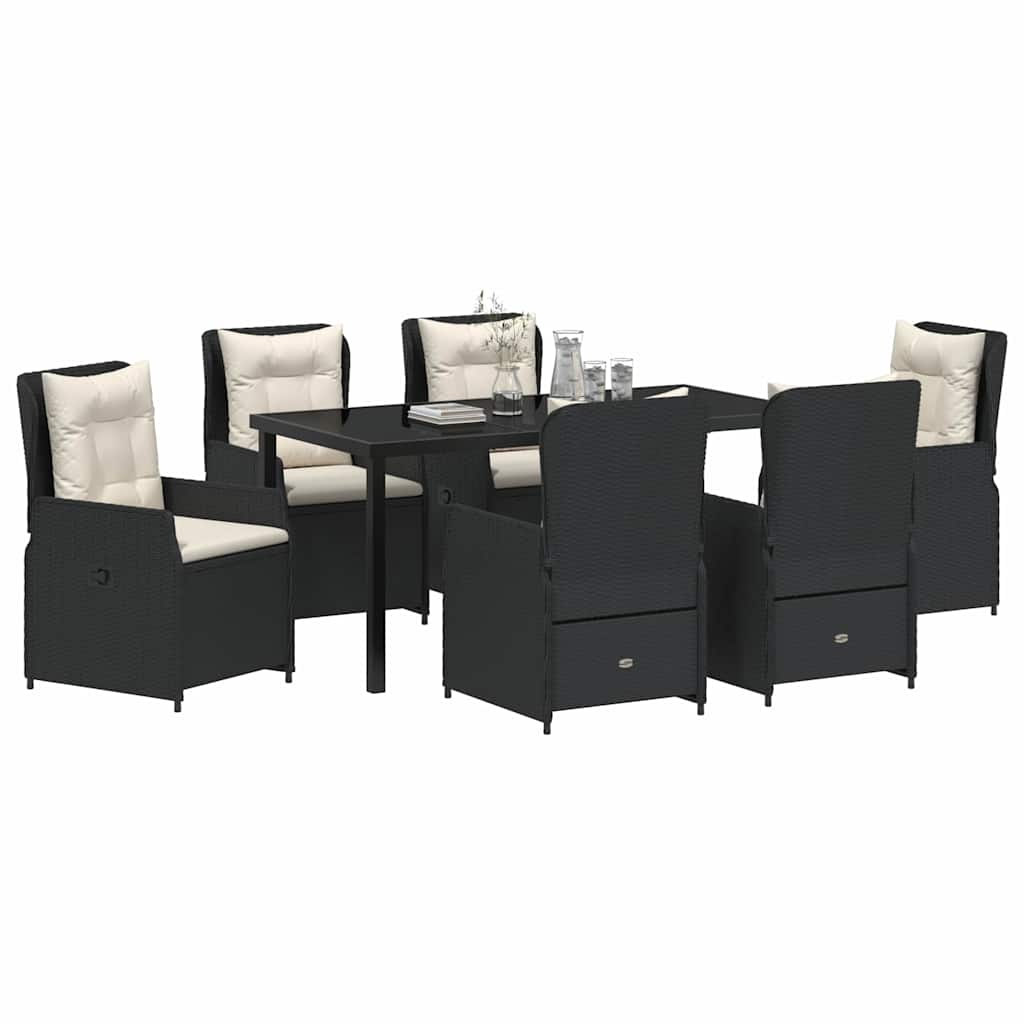 Garden Dining Set 7 pcs Black Poly Rattan