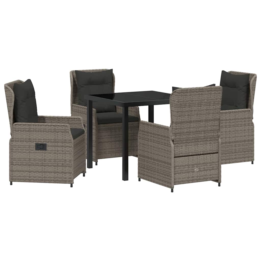 Garden Dining Set 5 pcs Grey Poly Rattan