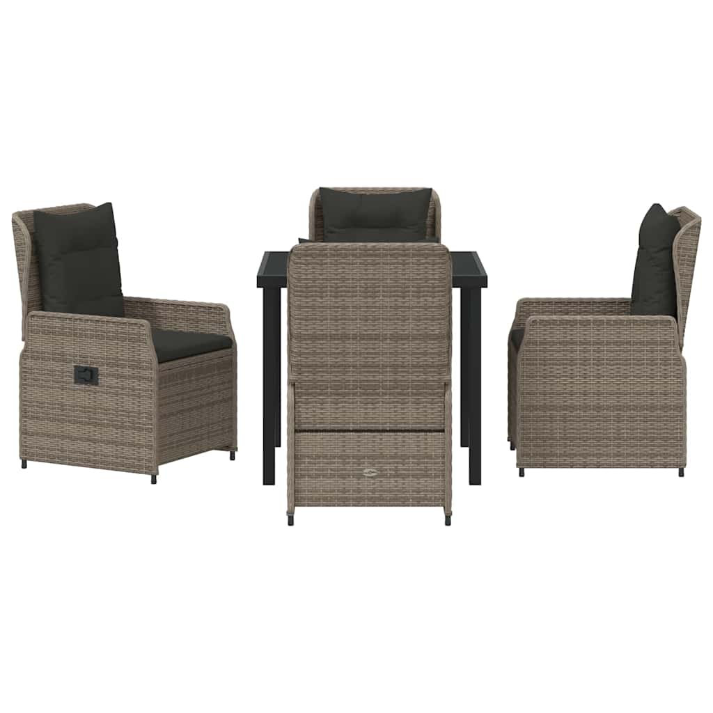 Garden Dining Set 5 pcs Grey Poly Rattan