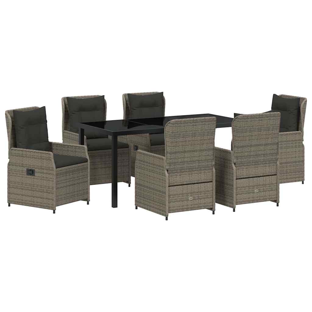 Garden Dining Set 7 pcs Grey Poly Rattan