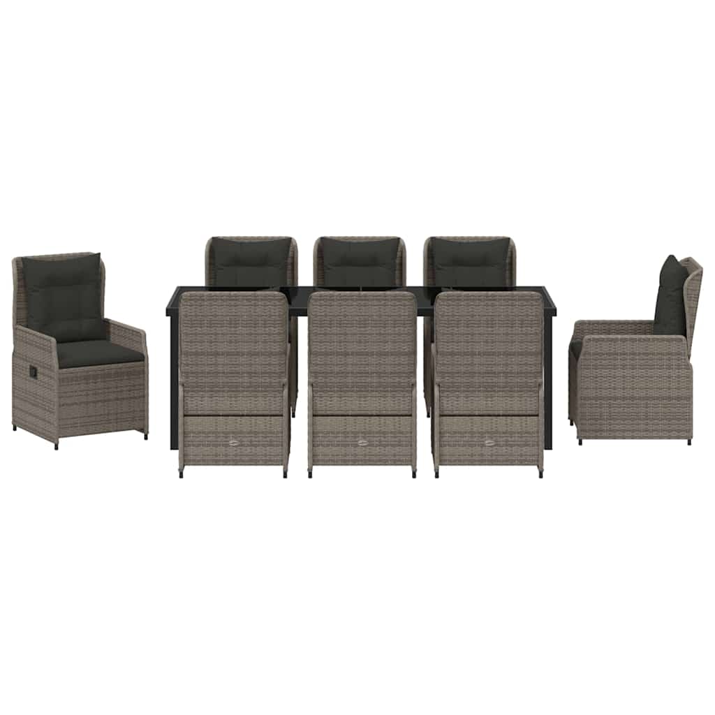 Garden Dining Set 9 pcs Grey Poly Rattan
