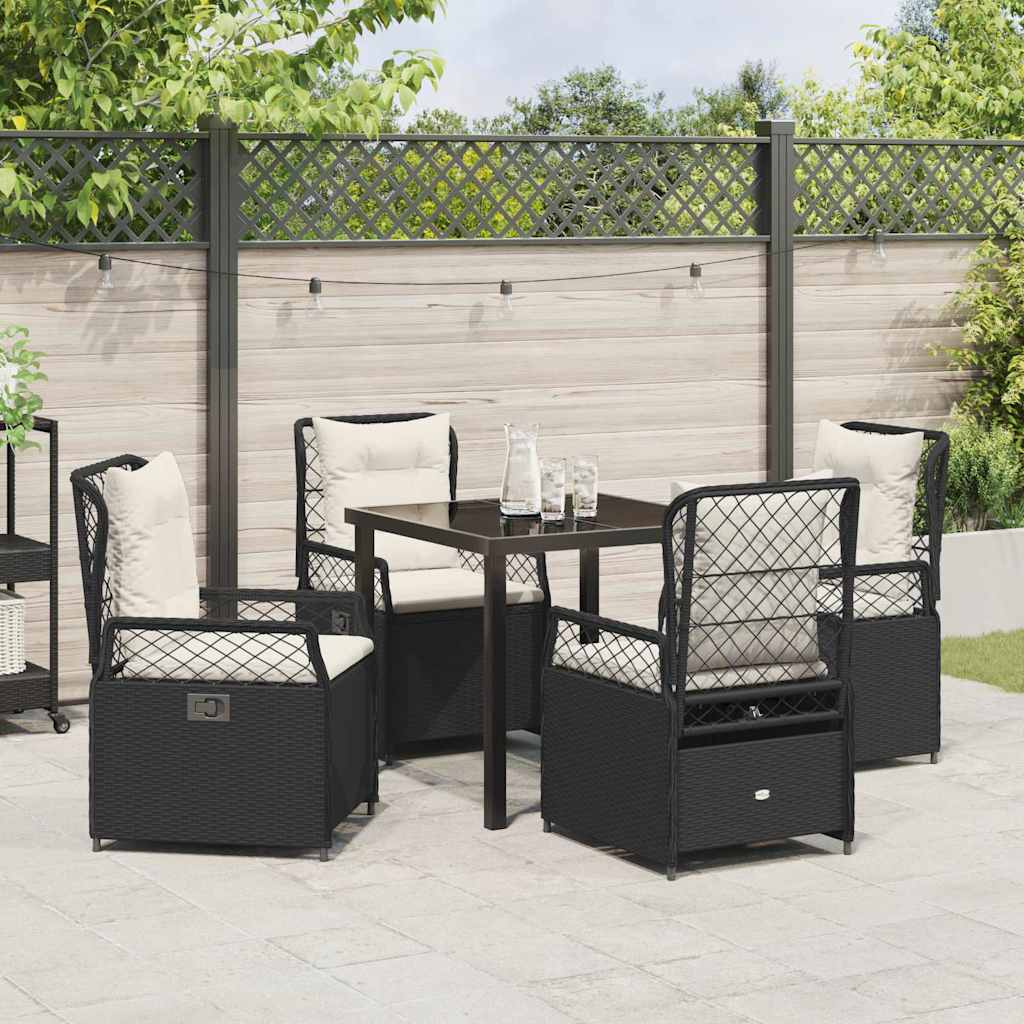 Garden Dining Set 5 pcs Black Poly Rattan