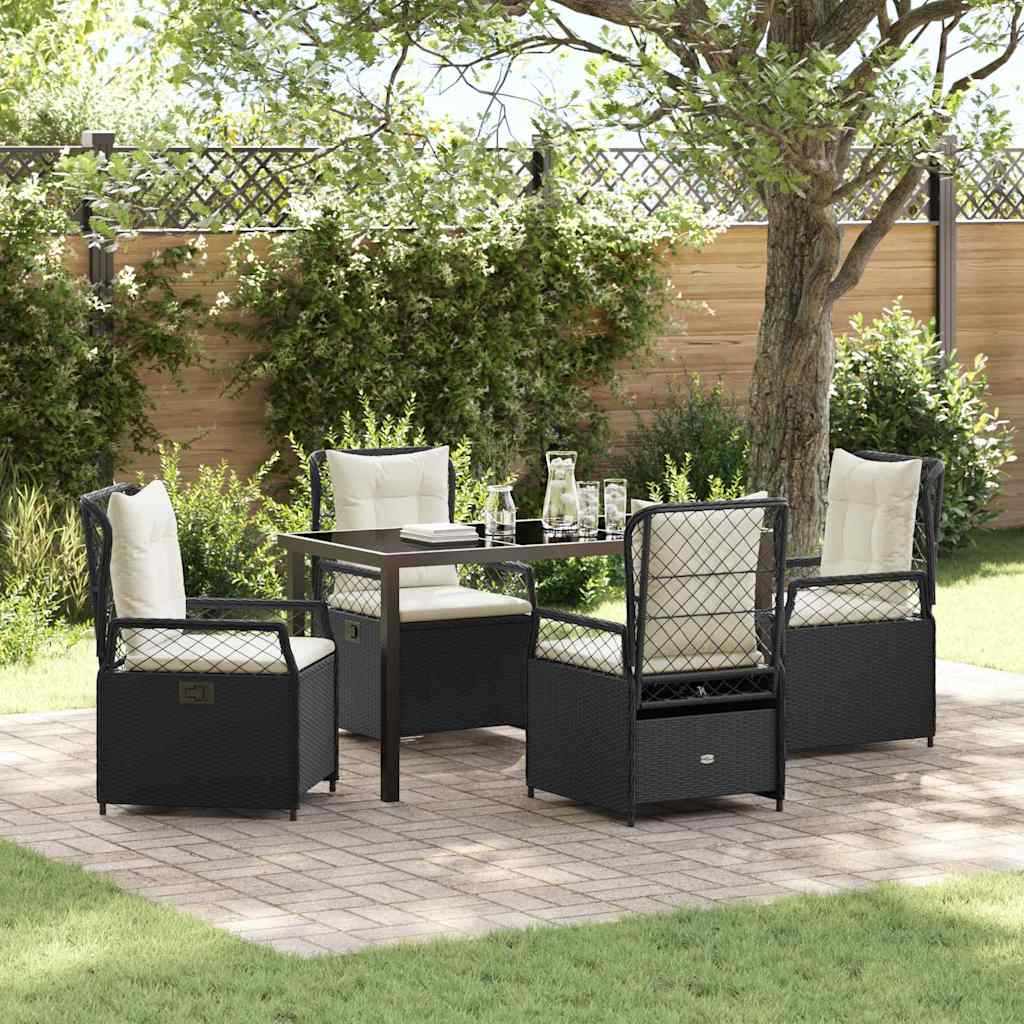 Garden Dining Set 5 pcs Black Poly Rattan