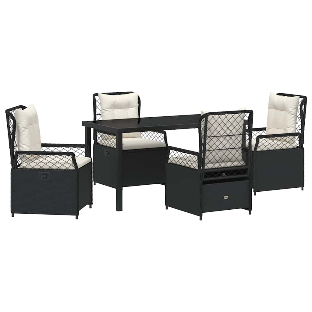 Garden Dining Set 5 pcs Black Poly Rattan