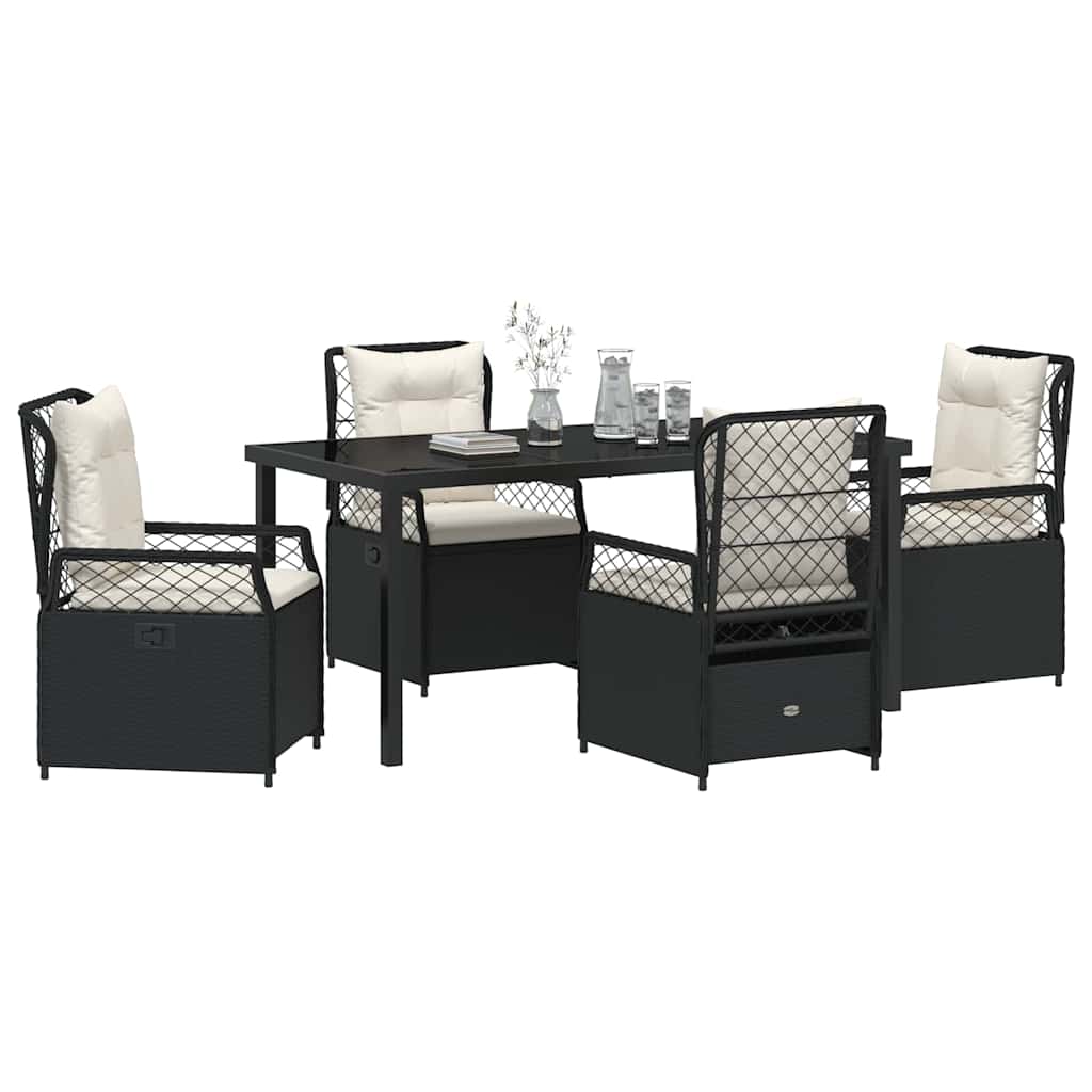 Garden Dining Set 5 pcs Black Poly Rattan