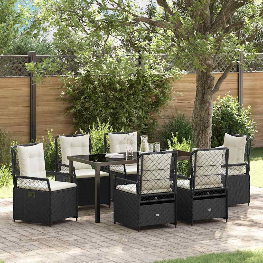 Garden Dining Set 7 pcs Black Poly Rattan
