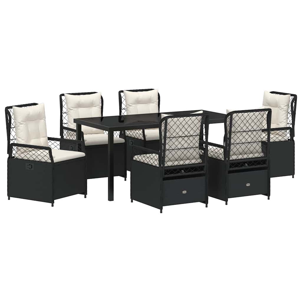 Garden Dining Set 7 pcs Black Poly Rattan