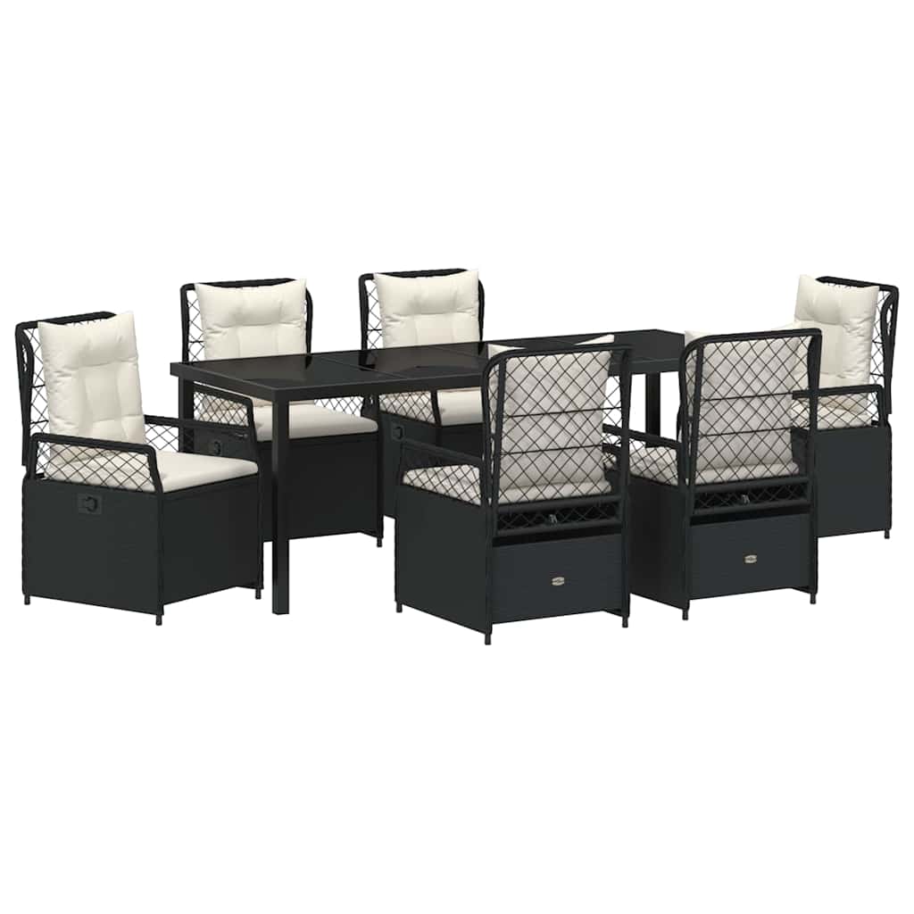 Garden Dining Set 7 pcs Black Poly Rattan