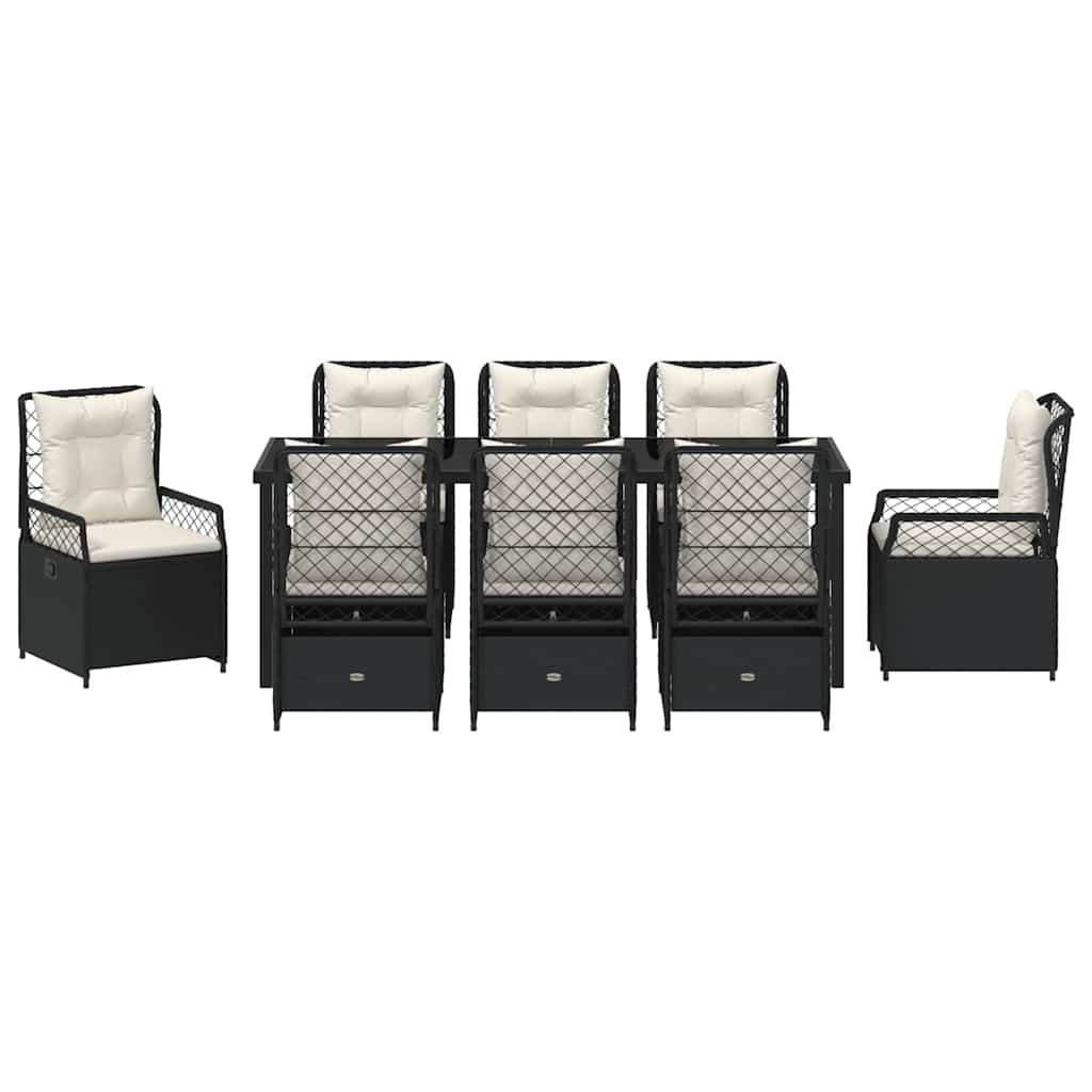 Garden Dining Set 9 pcs Black Poly Rattan