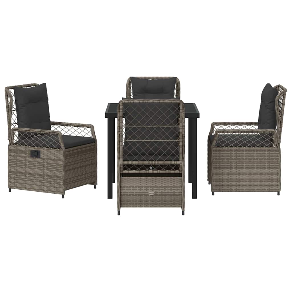Garden Dining Set 5 pcs Grey Poly Rattan