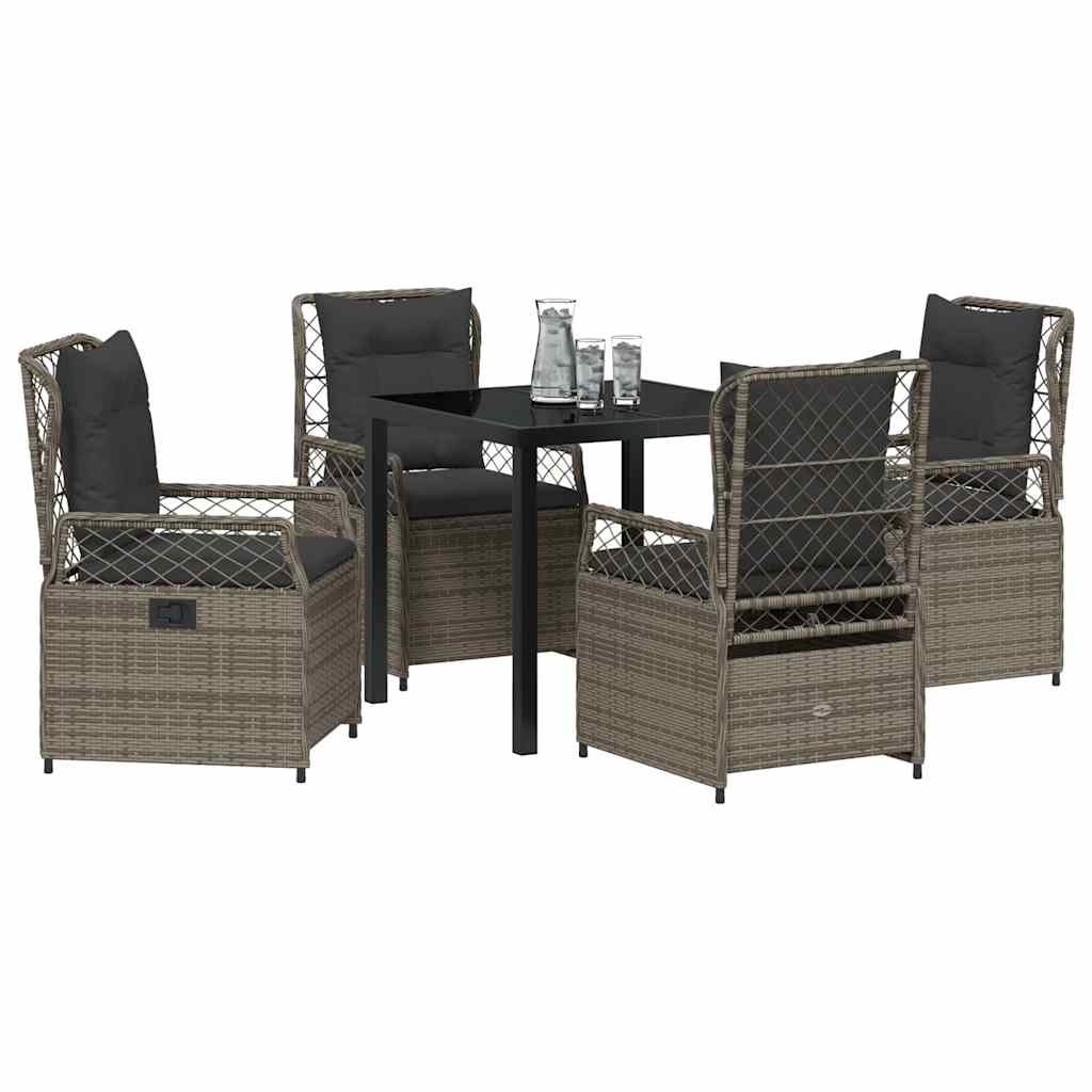 Garden Dining Set 5 pcs Grey Poly Rattan