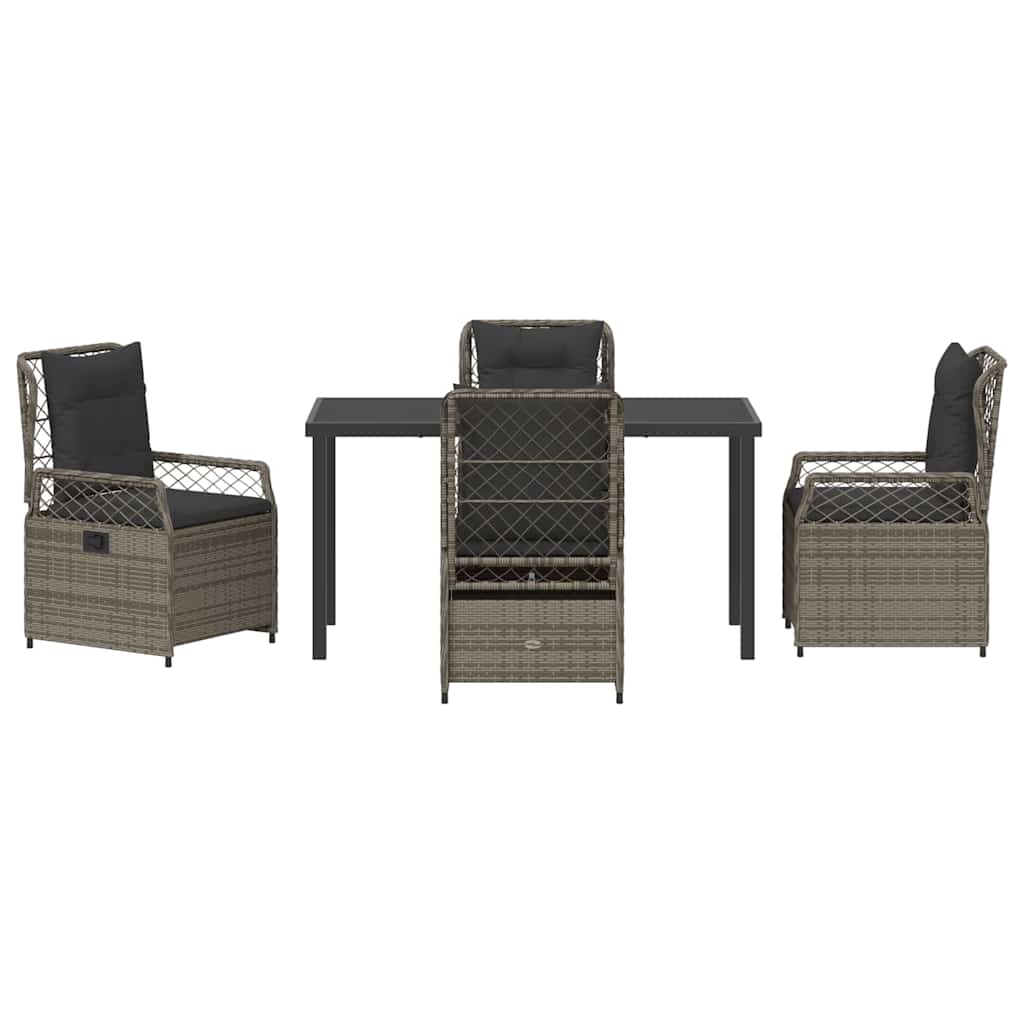 Garden Dining Set 5 pcs Grey Poly Rattan