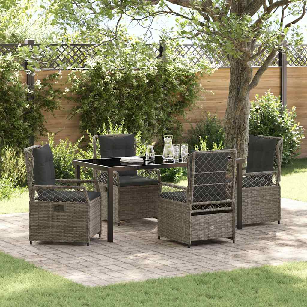 Garden Dining Set 5 pcs Grey Poly Rattan