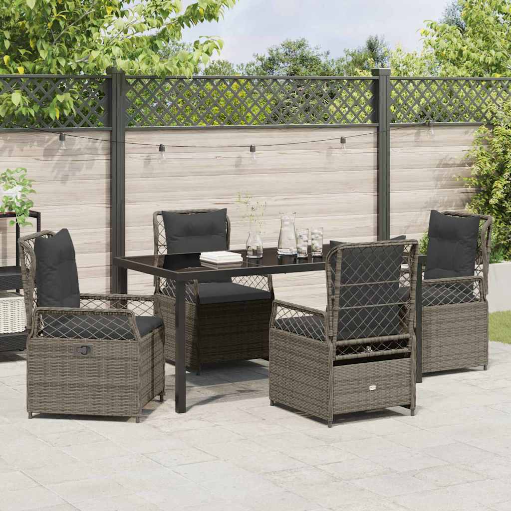 Garden Dining Set 5 pcs Grey Poly Rattan
