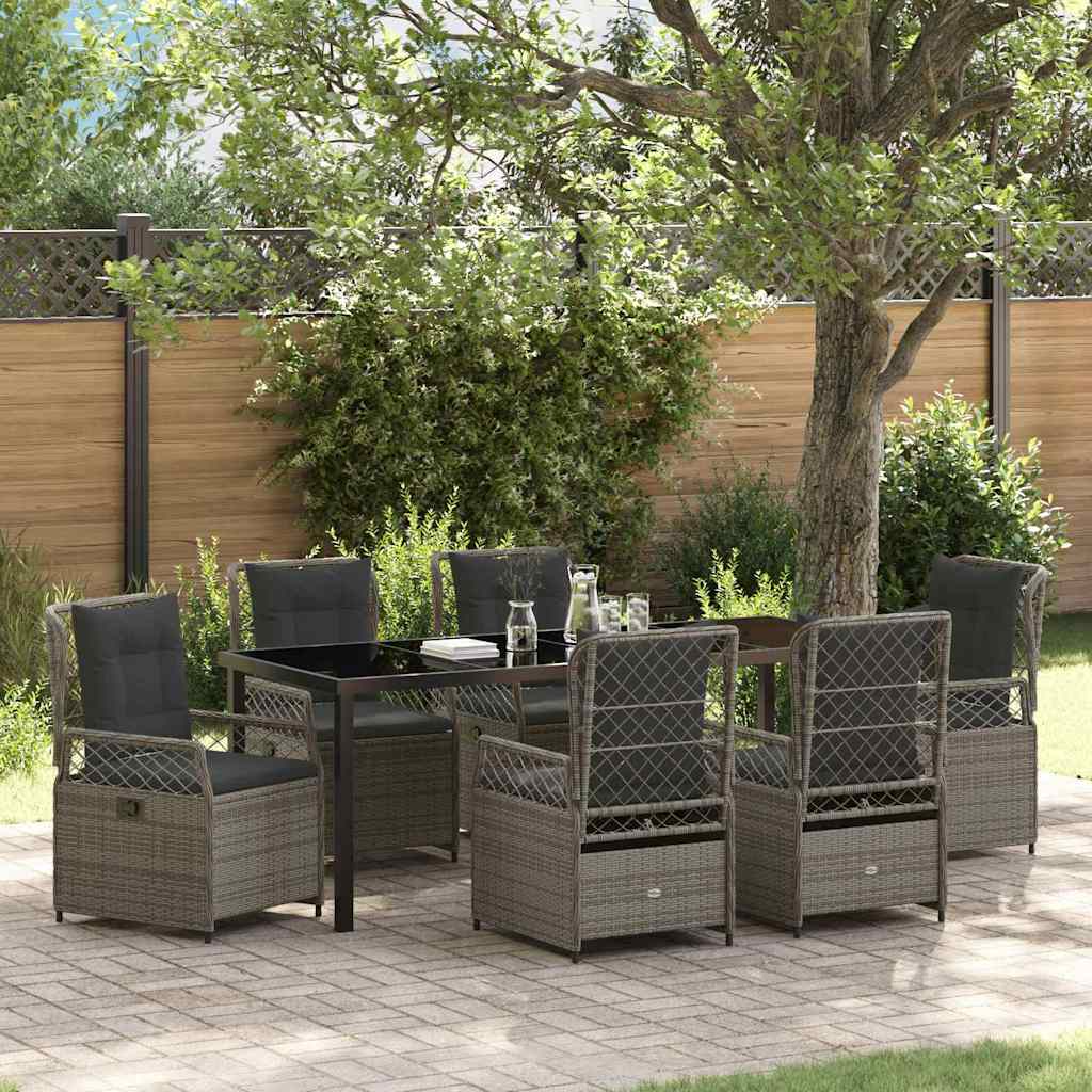 Garden Dining Set 7 pcs Grey Poly Rattan