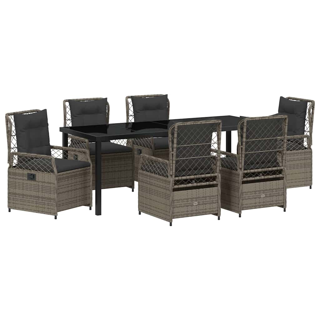 Garden Dining Set 7 pcs Grey Poly Rattan